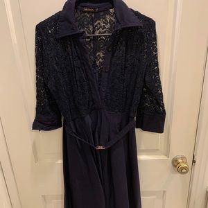 Navy Lace Top Dress w/POCKETS!!!